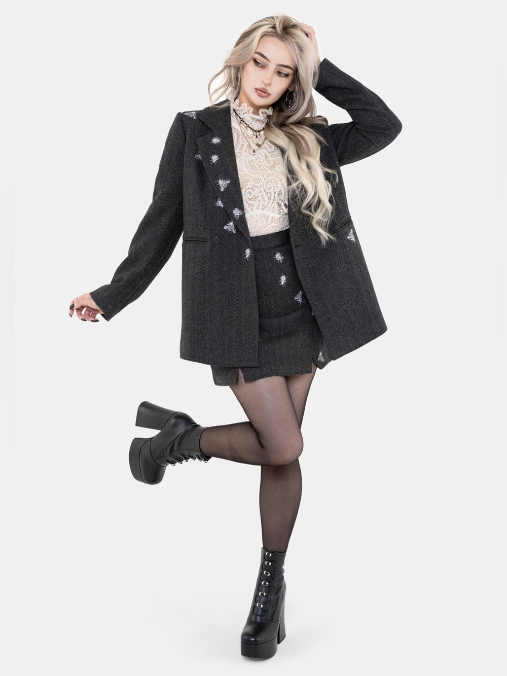 Disturbia Chrysina Beetle Sequin Embellished Relaxed Blazer US 16 / UK 20 - Picture 9 of 9